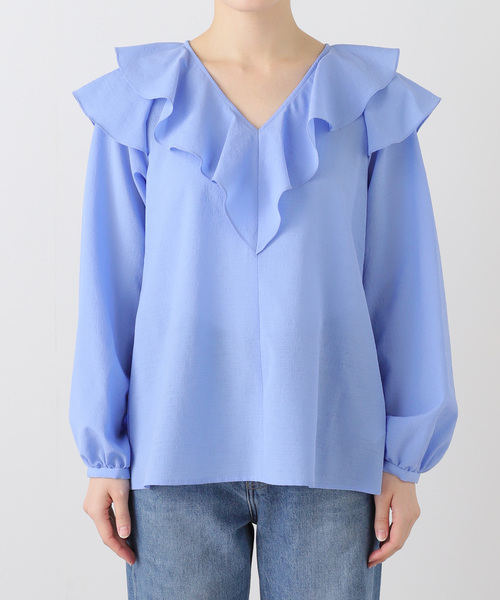 ラ トータリテ（La TOTALITE）/【洗える】フレアフリルロングスリーブブラウス セール】【洗える】フレアフリルロングスリーブブラウス（シャツ