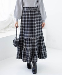 CLEAR BASIC | 【低身長用サイズ有】チェックティアードロングスカート［大人 カジュアル 着回し力抜群］≪AW新作≫(スカート)