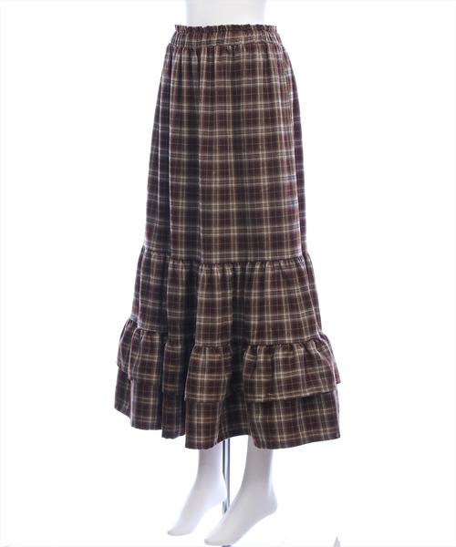 CLEAR BASIC（クリアベーシック）の「【低身長用サイズ有】チェックティアードロングスカート［大人 カジュアル 着回し力抜群］≪AW新作≫（スカート・レディース・ブラック/ブラウン・F/PF）」の5枚目の写真