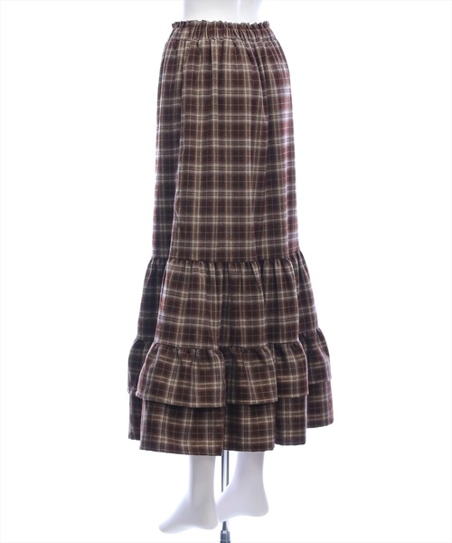 CLEAR BASIC（クリアベーシック）の「【低身長用サイズ有】チェックティアードロングスカート［大人 カジュアル 着回し力抜群］≪AW新作≫（スカート・レディース・ブラック/ブラウン・F/PF）」の7枚目の写真