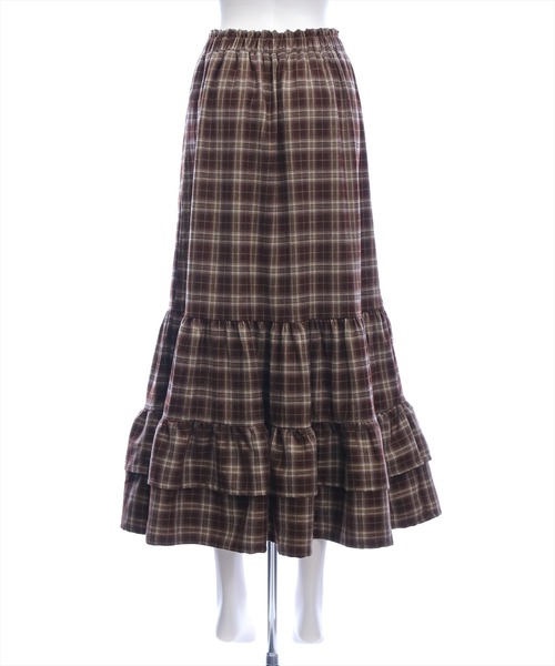 CLEAR BASIC（クリアベーシック）の「【低身長用サイズ有】チェックティアードロングスカート［大人 カジュアル 着回し力抜群］≪AW新作≫（スカート・レディース・ブラック/ブラウン・F/PF）」の8枚目の写真