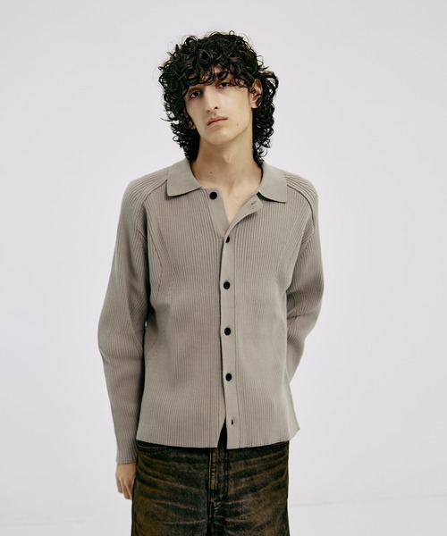 CONZ（コンズ）の「RIBBED SHIRT CARDIGAN（カーディガン/ボレロ・メンズ・ブラック/ベージュ・2/1/3）」の2枚目の写真