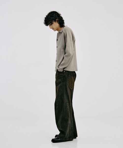 CONZ（コンズ）の「RIBBED SHIRT CARDIGAN（カーディガン/ボレロ・メンズ・ブラック/ベージュ・2/1/3）」の22枚目の写真