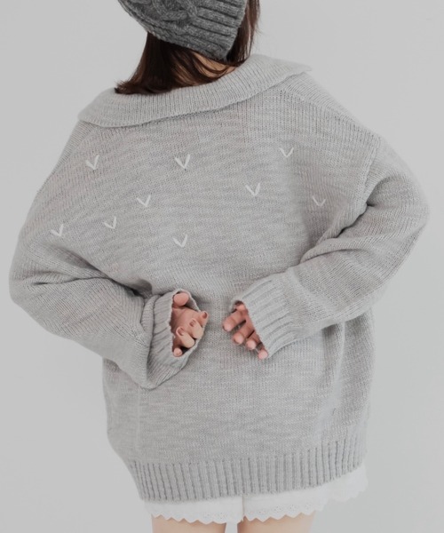 JUMELLE(ジュメロ)の「スラブルーズニット(ニット/セーター・レディース・ベージュ/グレー・FREE)」の2枚目の写真