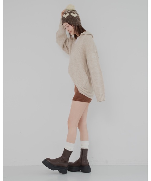 JUMELLE(ジュメロ)の「スラブルーズニット(ニット/セーター・レディース・ベージュ/グレー・FREE)」の14枚目の写真