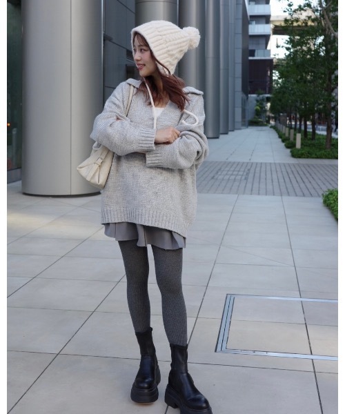 JUMELLE(ジュメロ)の「スラブルーズニット(ニット/セーター・レディース・ベージュ/グレー・FREE)」の16枚目の写真