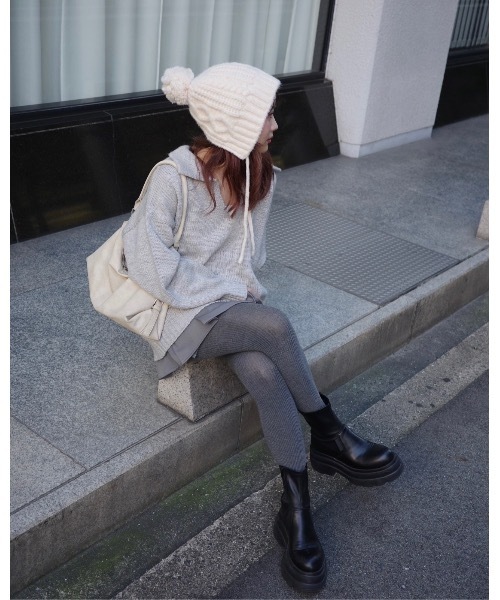 JUMELLE(ジュメロ)の「スラブルーズニット(ニット/セーター・レディース・ベージュ/グレー・FREE)」の18枚目の写真