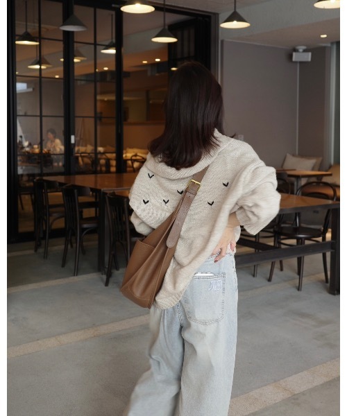 JUMELLE(ジュメロ)の「スラブルーズニット(ニット/セーター・レディース・ベージュ/グレー・FREE)」の6枚目の写真