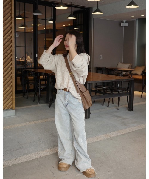 JUMELLE(ジュメロ)の「スラブルーズニット(ニット/セーター・レディース・ベージュ/グレー・FREE)」の7枚目の写真