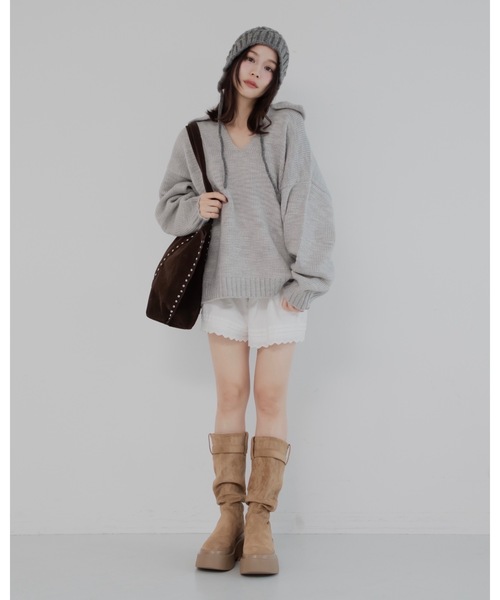 JUMELLE(ジュメロ)の「スラブルーズニット(ニット/セーター・レディース・ベージュ/グレー・FREE)」の11枚目の写真