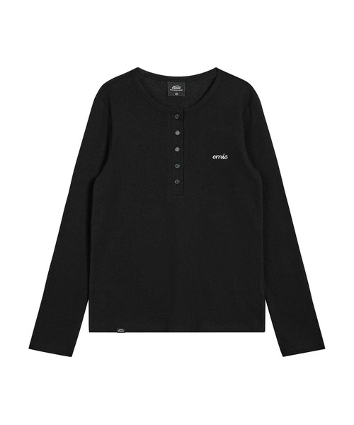 EMIS(イミス)の「HENLEY NECK T-SHIRT(Tシャツ/カットソー・レディース・ブラック/アイボリー・FREE)」の2枚目の写真