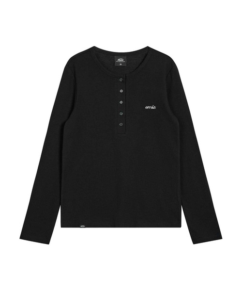 EMIS(イミス)の「HENLEY NECK T-SHIRT(Tシャツ/カットソー・レディース・ブラック/アイボリー・FREE)」の8枚目の写真