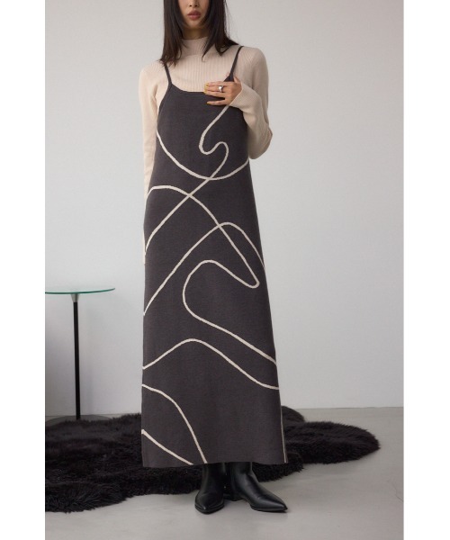 AZUL by moussy（アズールバイマウジー）の「【セットアイテム】ライン柄ニットキャミワンピセット（ワンピース・レディース・チャコールグレー/アイボリー/ブラック・SMALL/MEDIUM）」の3枚目の写真