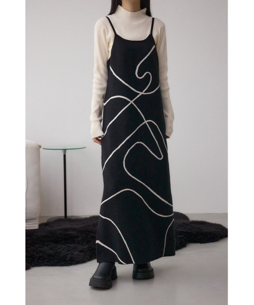 AZUL by moussy（アズールバイマウジー）の「【セットアイテム】ライン柄ニットキャミワンピセット（ワンピース・レディース・チャコールグレー/アイボリー/ブラック・SMALL/MEDIUM）」の2枚目の写真