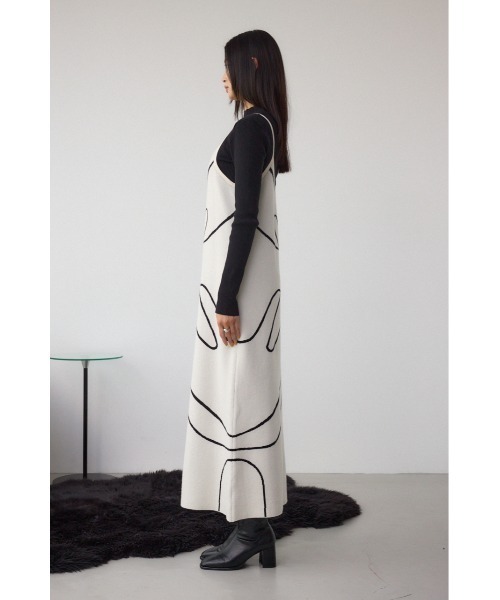 AZUL by moussy（アズールバイマウジー）の「【セットアイテム】ライン柄ニットキャミワンピセット（ワンピース・レディース・チャコールグレー/アイボリー/ブラック・SMALL/MEDIUM）」の5枚目の写真