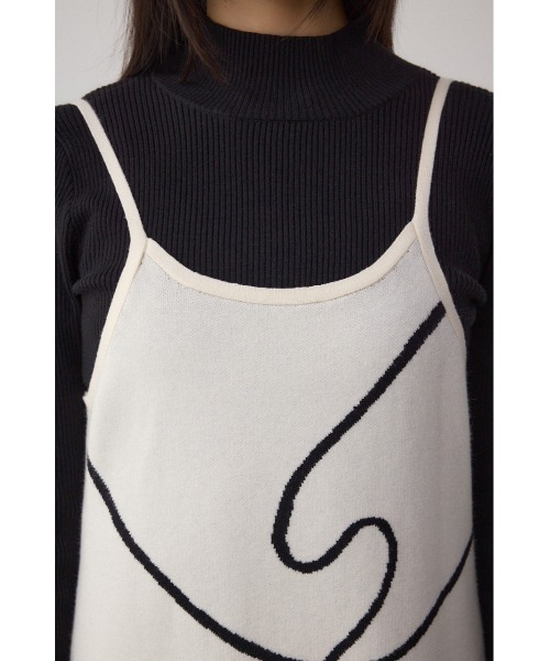 AZUL by moussy（アズールバイマウジー）の「【セットアイテム】ライン柄ニットキャミワンピセット（ワンピース・レディース・チャコールグレー/アイボリー/ブラック・SMALL/MEDIUM）」の7枚目の写真