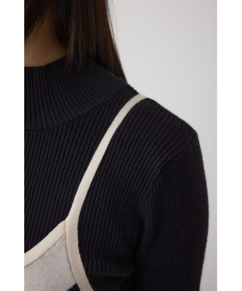 AZUL by moussy（アズールバイマウジー）の「【セットアイテム】ライン柄ニットキャミワンピセット（ワンピース・レディース・チャコールグレー/アイボリー/ブラック・SMALL/MEDIUM）」の9枚目の写真