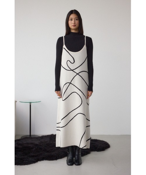 AZUL by moussy（アズールバイマウジー）の「【セットアイテム】ライン柄ニットキャミワンピセット（ワンピース・レディース・チャコールグレー/アイボリー/ブラック・SMALL/MEDIUM）」の11枚目の写真