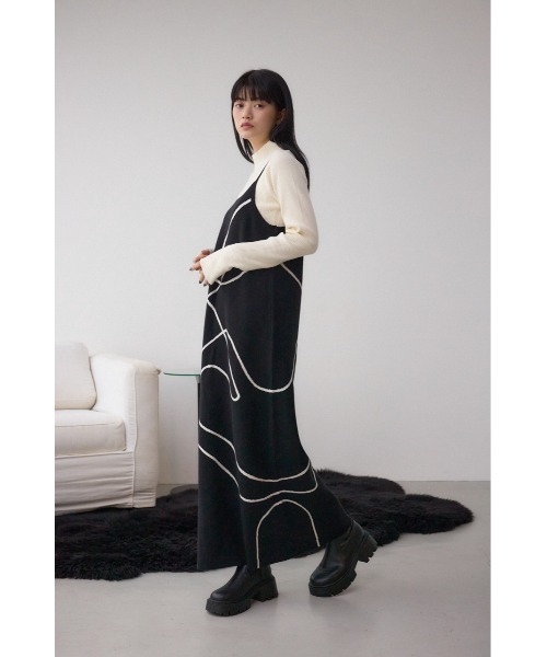 AZUL by moussy（アズールバイマウジー）の「【セットアイテム】ライン柄ニットキャミワンピセット（ワンピース・レディース・チャコールグレー/アイボリー/ブラック・SMALL/MEDIUM）」の16枚目の写真