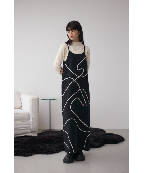 AZUL by moussy（アズールバイマウジー）の「【セットアイテム】ライン柄ニットキャミワンピセット（ワンピース・レディース・チャコールグレー/アイボリー/ブラック・SMALL/MEDIUM）」の17枚目の写真