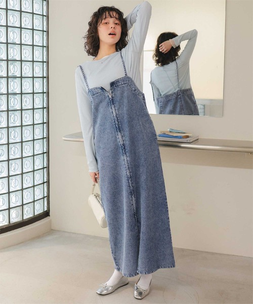 titivate（ティティベイト）の「フロントZIPデザインジャンパースカート（ジャンパースカート・レディース・ベージュ/ブラック/ブルー・S/M/L）」の14枚目の写真