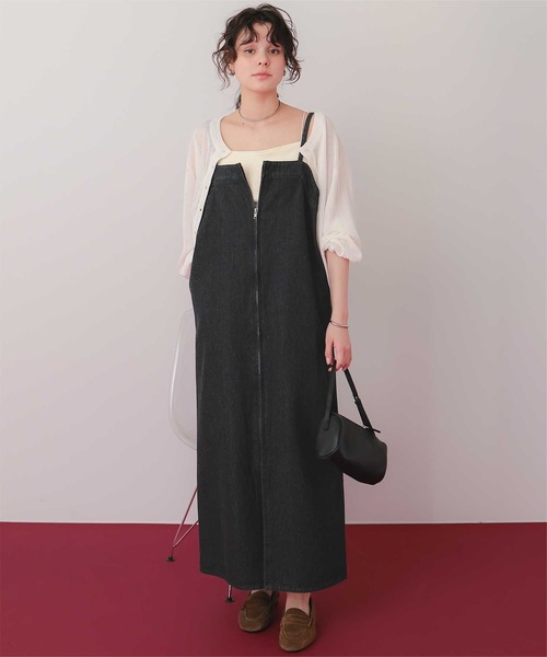 titivate（ティティベイト）の「フロントZIPデザインジャンパースカート（ジャンパースカート・レディース・ベージュ/ブラック/ブルー・S/M/L）」の5枚目の写真