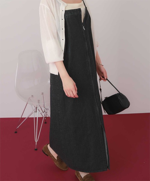 titivate（ティティベイト）の「フロントZIPデザインジャンパースカート（ジャンパースカート・レディース・ベージュ/ブラック/ブルー・S/M/L）」の6枚目の写真