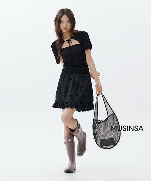 LETERIE(レテリー)の「DOT FRILL MIDI SKIRT_BLACK(スカート・レディース・ブラック・FREE)」の5枚目の写真