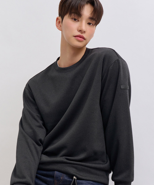 CHASECULT（チェイスカルト）の「男性ニットライク裏起毛スウェットTシャツ-チャコール（スウェット・メンズ・チャコールグレー・100/95/105）」の2枚目の写真