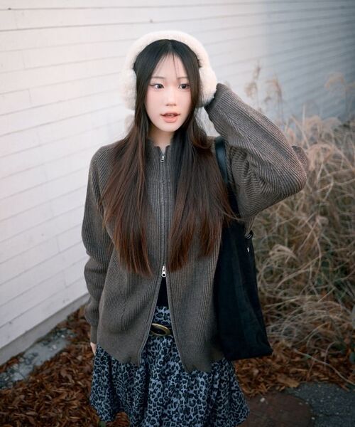 XERO（ゼロ）の「ハーフジップクロップカーディガン [ブラウン]（カーディガン/ボレロ・レディース・その他・LARGE/MEDIUM）」の7枚目の写真