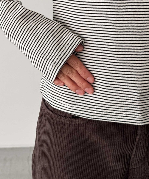 CANAL JEAN(キャナルジーン)の「SLEEK 細ボーダーロングTシャツ(Tシャツ/カットソー・レディース・ブルー/アイボリー/ブラック・ONE SIZE)」の16枚目の写真