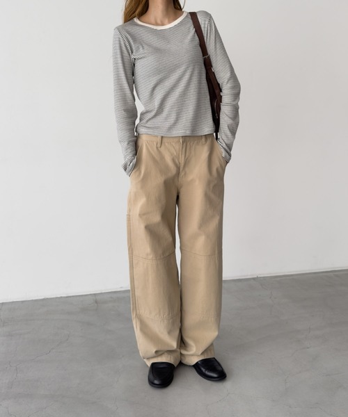 CANAL JEAN(キャナルジーン)の「SLEEK 細ボーダーロングTシャツ(Tシャツ/カットソー・レディース・ブルー/アイボリー/ブラック・ONE SIZE)」の15枚目の写真