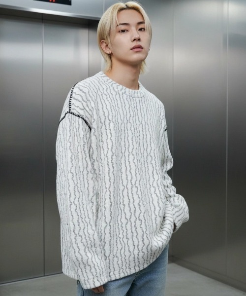 A'GEM/9 × .kom 『ARULE/アルール』WAVE TEXTURE DESIGN LONG SLEEVE/ウェーブテクスチャー デザインロングスリーブ