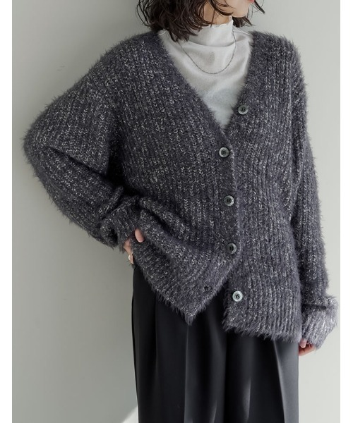 2025 WINTER COLLECTION]シャイニーミックスニットカーディガン