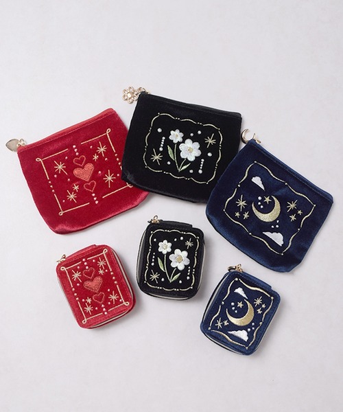 Flowering（フラワーリング）の「フラワー/月/ハート/刺繍/ティッシュポーチ（ポーチ・レディース・ブラック/ブルー/レッド・FREE）」の17枚目の写真