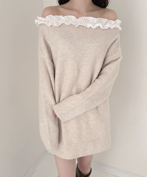 frunco（フランコ）の「フリルニットミニワンピース（ワンピース・レディース・ホワイト/ブラック/ベージュ/グレー・FREE）」の19枚目の写真