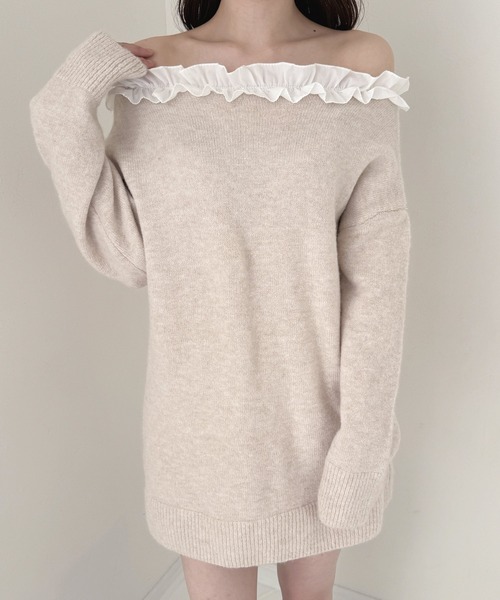 frunco（フランコ）の「フリルニットミニワンピース（ワンピース・レディース・ホワイト/ブラック/ベージュ/グレー・FREE）」の21枚目の写真