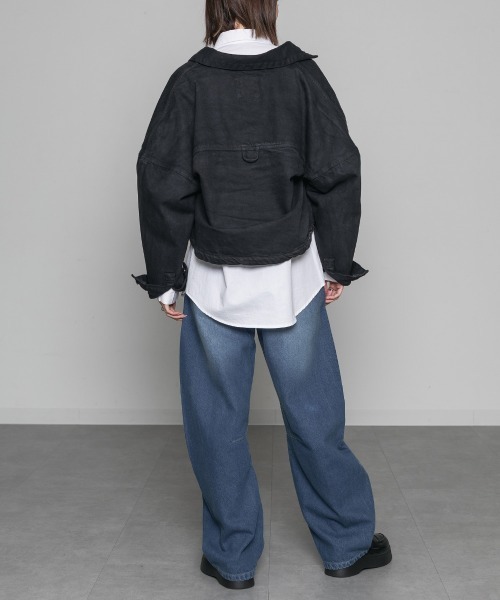 mellomela.(メロメラ)の「バレルレッグデニムパンツ(デニムパンツ・レディース・ブルー/ライトブルー/ブルー系その他3・S/M/L/LL)」の13枚目の写真