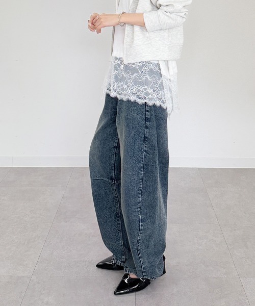 mellomela.(メロメラ)の「バレルレッグデニムパンツ(デニムパンツ・レディース・ブルー/ライトブルー/ブルー系その他3・S/M/L/LL)」の19枚目の写真