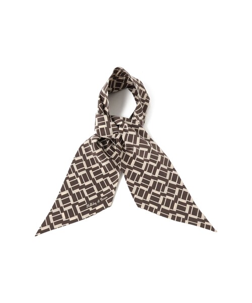 BEAMS F（ビームスエフ）の「Holliday & Brown / シルク ジオメトリック柄 スカーフ（マフラー・メンズ・ブラック/ベージュ・ONE SIZE）」の2枚目の写真
