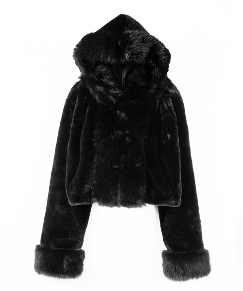 me+em select(ミームセレクト)の「【 2color 】フェイクファーフードレディーショートコート / fake fur hoodec lady short coat(その他アウター・レディース・ブラック/ホワイト・FREE)」の12枚目の写真