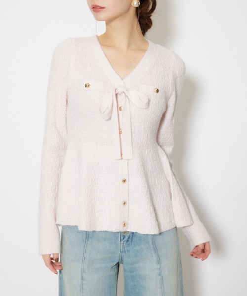 rienda（リエンダ）の「2WAYペプラムニットカーディガントップス 秋服