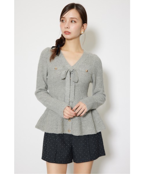 2WAYペプラムニットカーディガントップス 秋服 冬服（ニット/セーター