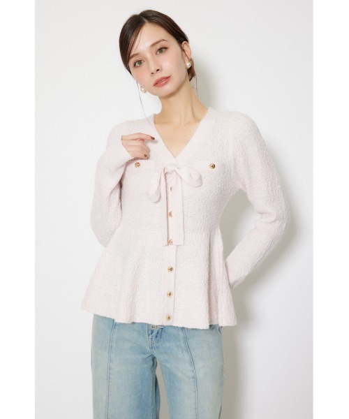 2WAYペプラムニットカーディガントップス 秋服 冬服（ニット/セーター