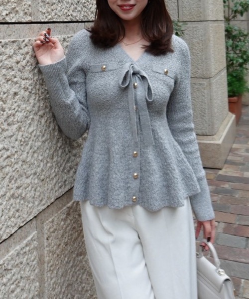 2WAYペプラムニットカーディガントップス 秋服 冬服（ニット/セーター