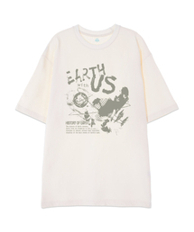 [オーバーサイズ]アースウィズアース 13番手綿ラウンドネック半袖Tシャツ_アイボリー