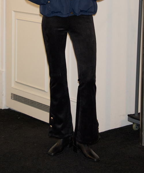 Velvet Boots Cut Pants_ Black