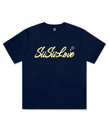 シシラブプリンティング半袖Tシャツネイビー