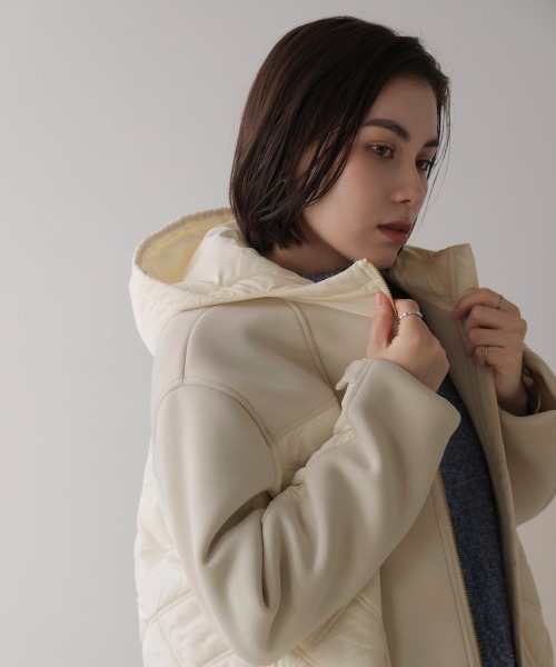 Bou Jeloud（ブージュルード）の「ドッキングフーディブルゾン（ブルゾン・レディース・ブラック/グレイッシュベージュ/アイボリー・38）」の8枚目の写真
