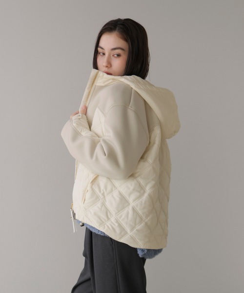 Bou Jeloud（ブージュルード）の「ドッキングフーディブルゾン（ブルゾン・レディース・ブラック/グレイッシュベージュ/アイボリー・38）」の9枚目の写真